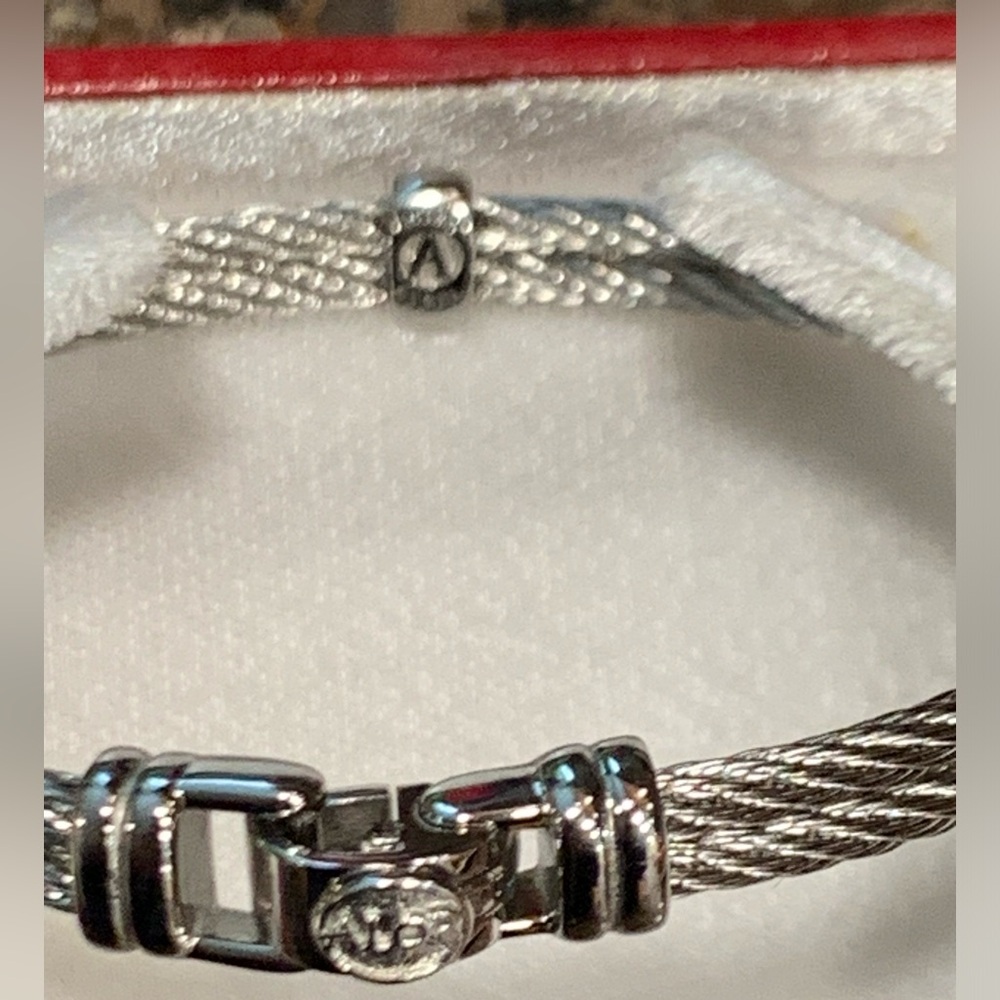 ALOR 18k White Gold & Stainless Steel Bracelet With Diamonds - Picture 4 of 6